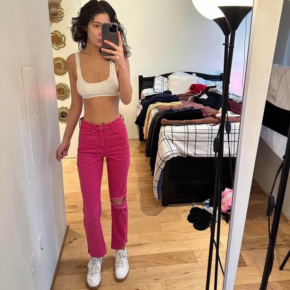 Fashion Nova High Rise Pink Jeans
